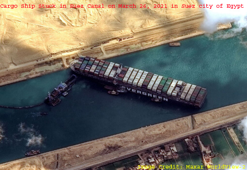 Image of Ship Stuck in Suez Canal (March 2021)